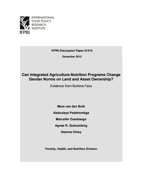 Download Resource: Can Integrated Agriculture-Nutrition Programs Change Gender Norms on Land and Asset Ownership?