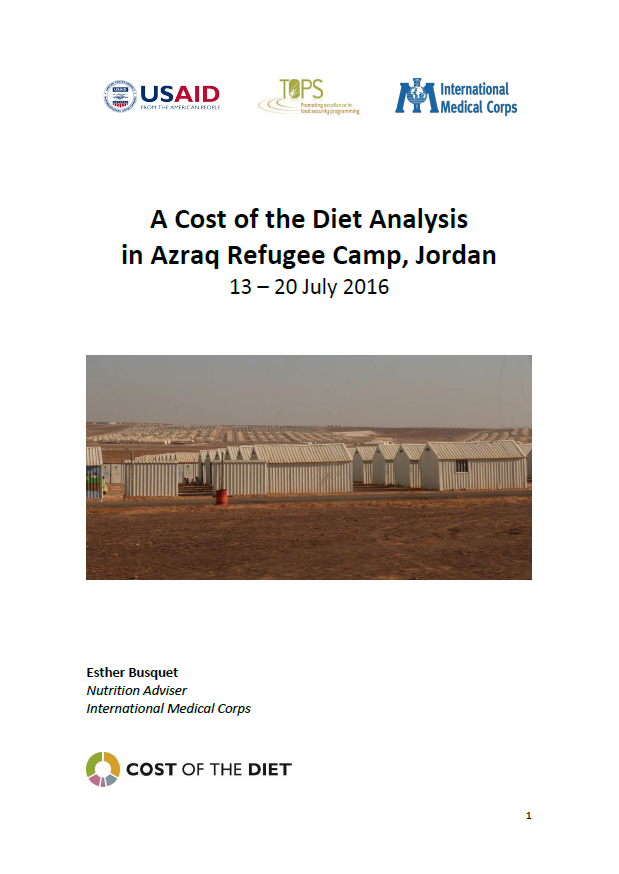 Download Resource: A Cost of the Diet Analysis in Azraq Refugee Camp, Jordan