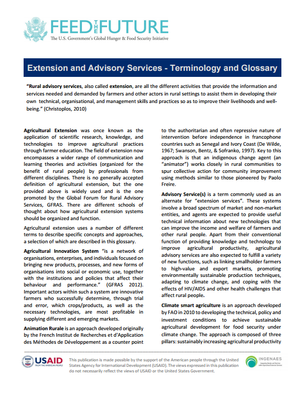 Download Resource: Extension and Advisory Services - Terminology and Glossary 