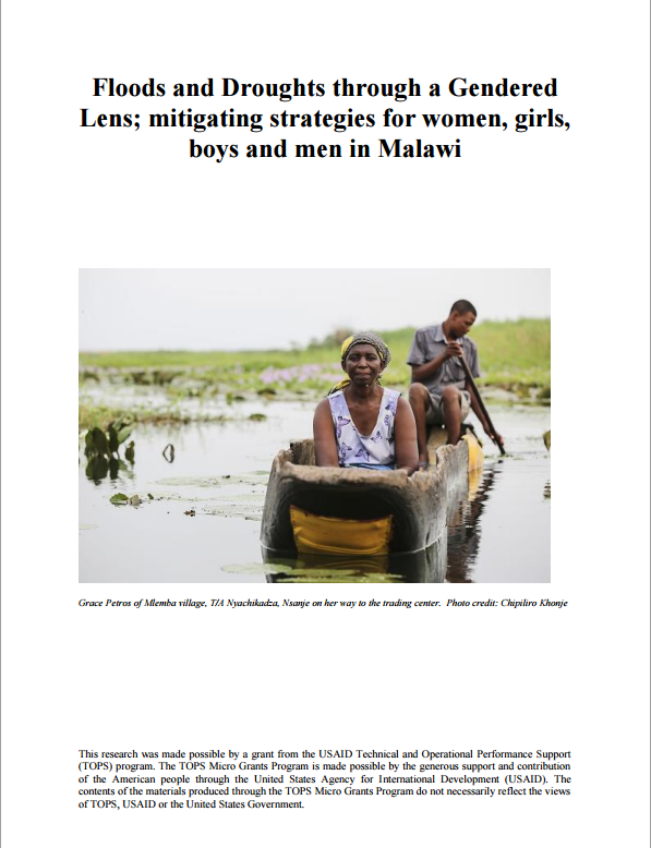 Download Resource: Flood and Droughts through a Gendered Lens; Mitigating Strategies for Women, Girls, Boys and Men in Malawi
