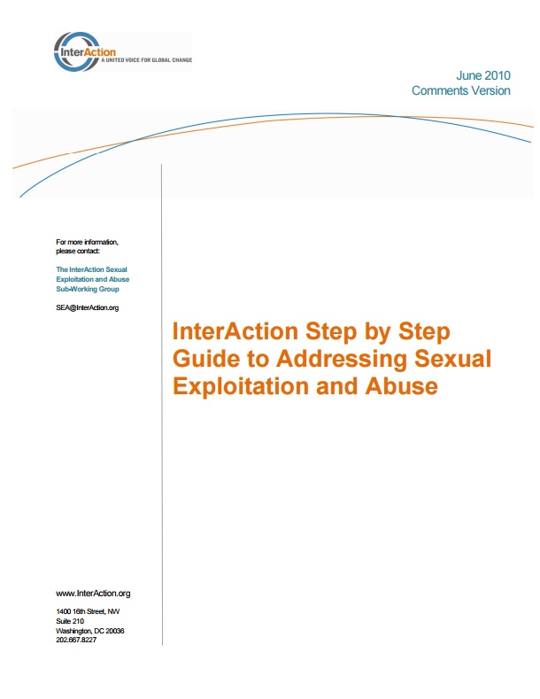 Download Resource: InterAction Step by Step Guide to Addressing Sexual Exploitation and Abuse