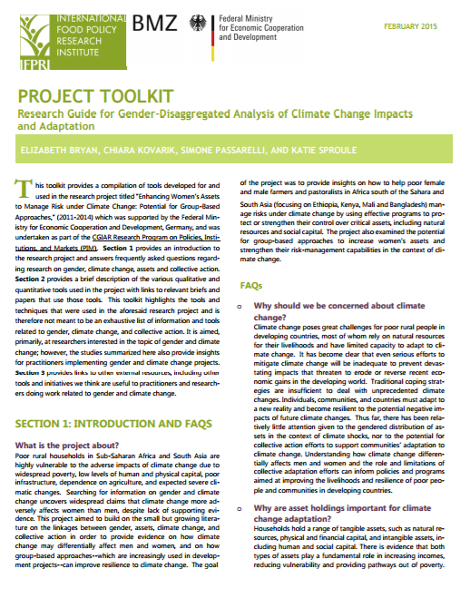 Download Resource: Research Guide for Gender-Disaggregated Analysis of Climate Change Impacts and Adaption