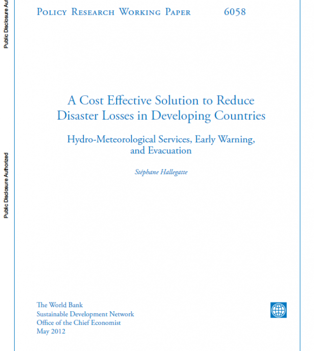 Cover page of A Cost Effective Solution to Reduce Disaster Losses in Developing Countries