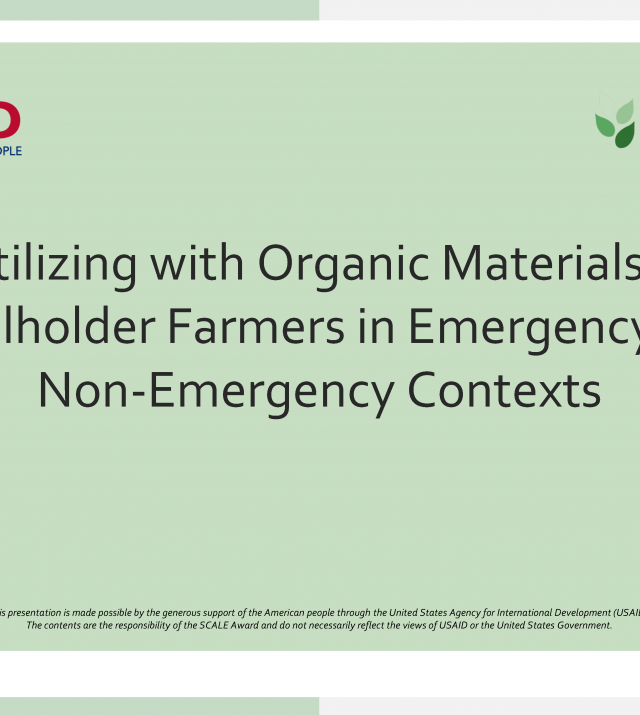 Cover page for Fertilizing with Organic Materials for Smallholder Farmers in Emergency and Non-Emergency Contexts