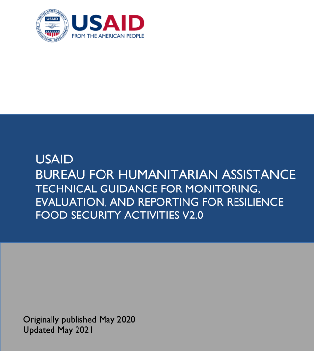 Cover page for BHA Guidance for Monitoring, Evaluation, and Reporting for Resilience Food Security Activities