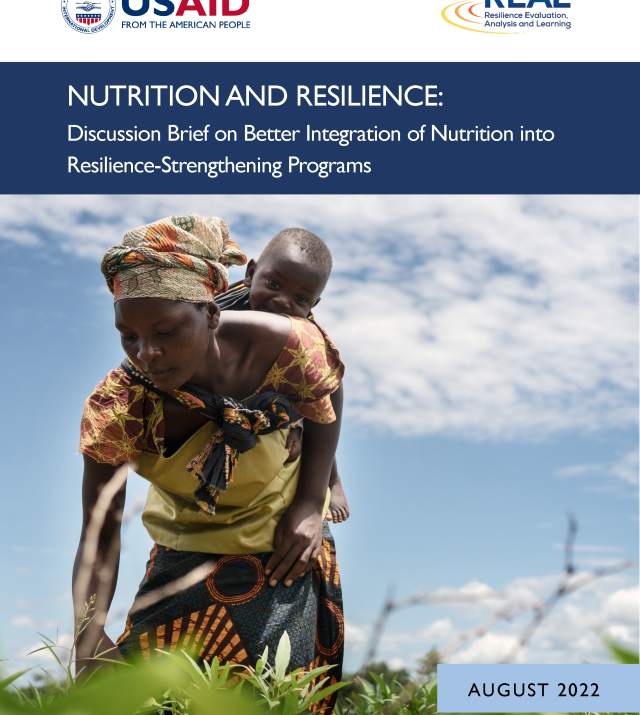 Cover page of report - Nutrition and Resilience: Discussion Brief on Better Integration of Nutrition into Resilience-Strengthening Programming