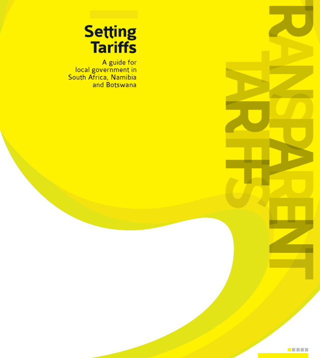 Cover page for Setting Tariffs: A guide for local government in South Africa, Namibia, and Botswana