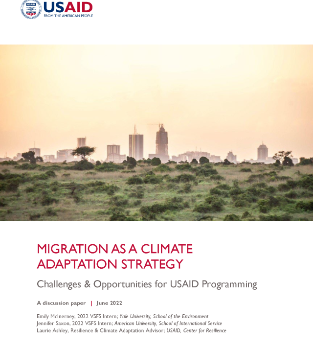 Cover for Migration as a Climate Adaptation Strategy: Challenges & Opportunities for USAID Programs