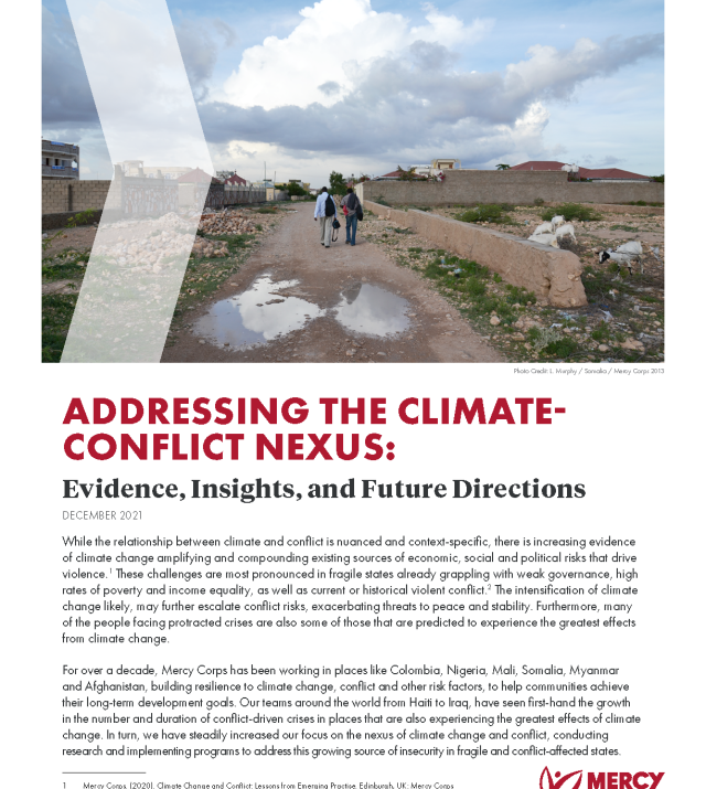 Cover page for Addressing the Climate Conflict Nexus: Evidence, Insights, and Future Directions