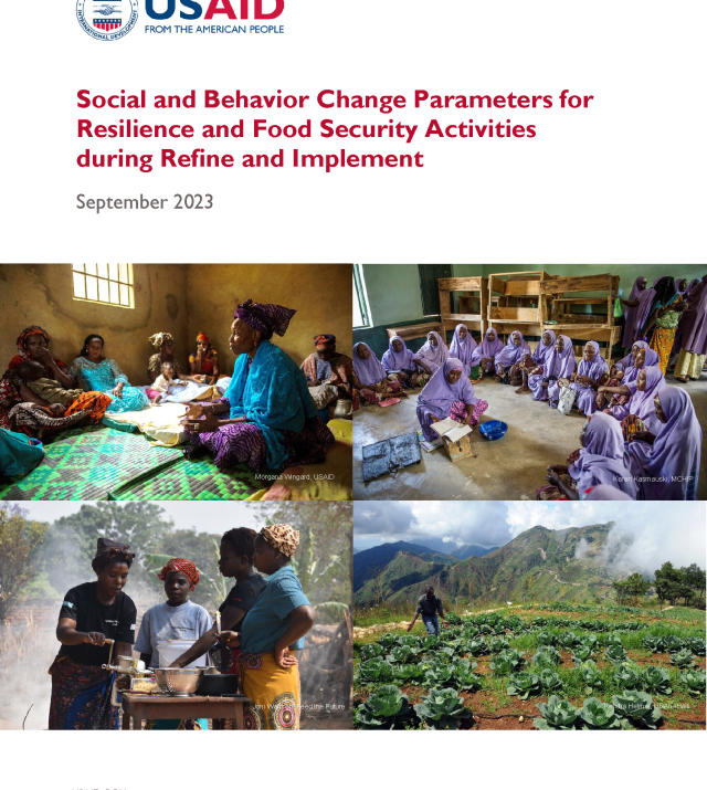 Cover page for Social and Behavior Change Parameters for Resilience and Food Security Activities during Refine and Implement