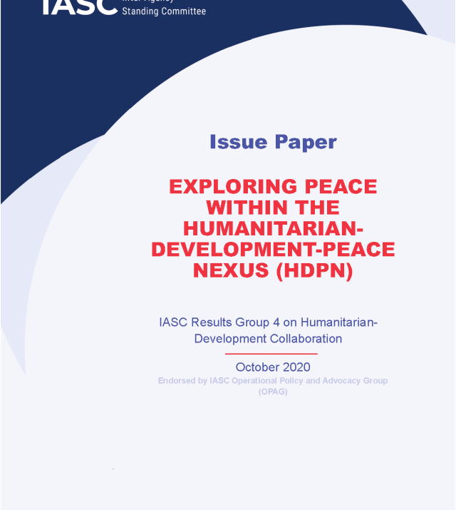 Cover page for Exploring Peace Within the Humanitarian-Development-Peace Nexus