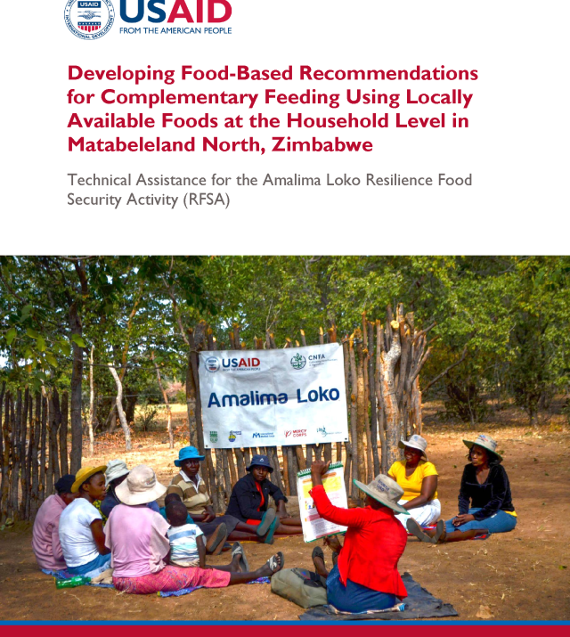 Cover page for Developing Food-Based Recommendations for Complementary Feeding Using Locally Available Foods at the Household Level in Matabeleland North, Zimbabwe