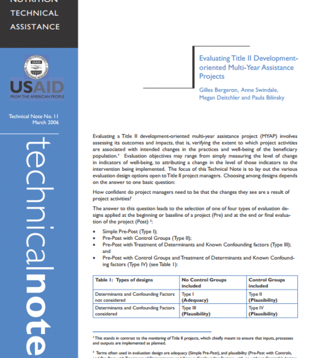 Download Resource: Evaluating Title II Developmentoriented Multi-Year Assistance Projects 
