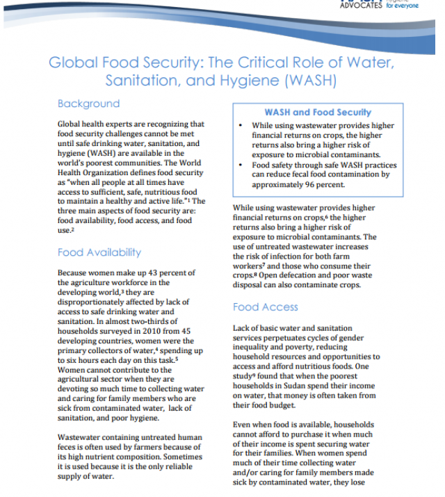 Download Resource: Global Food Security: The Critical Role of Water, Sanitation, and Hygiene (WASH)