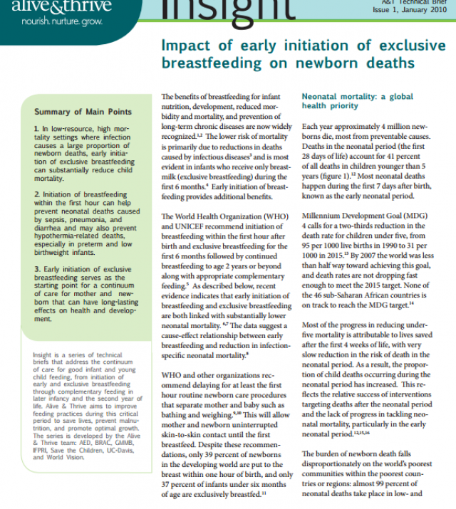 Download Resource: Insight: Impact of Early Initiation of Exclusive Breastfeeding on Newborn Deaths