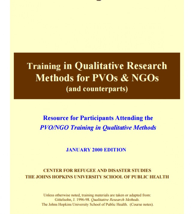 Download Resource: Training in Qualitative Research Methods for PVOs & NGOs 