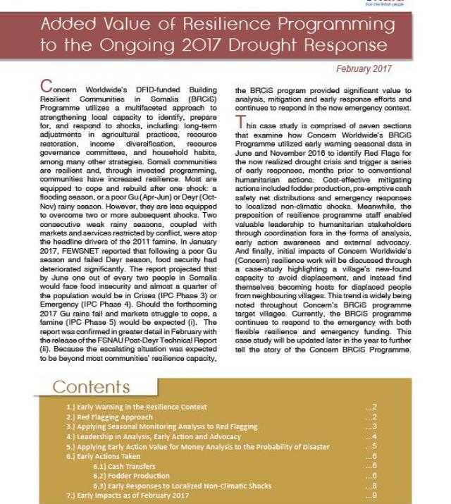 Download Resource: Added Value of Resilience Programming to the Ongoing 2017 Drought Response