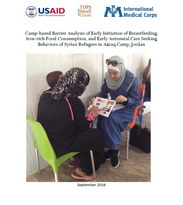 Download Resource: Camp-based Barrier Analysis of Early Initiation of Breastfeeding, Iron-rich Food Consumption, and Early Antenatal Care Seeking Behaviors of Syrian Refugees in Azraq Camp, Jordan