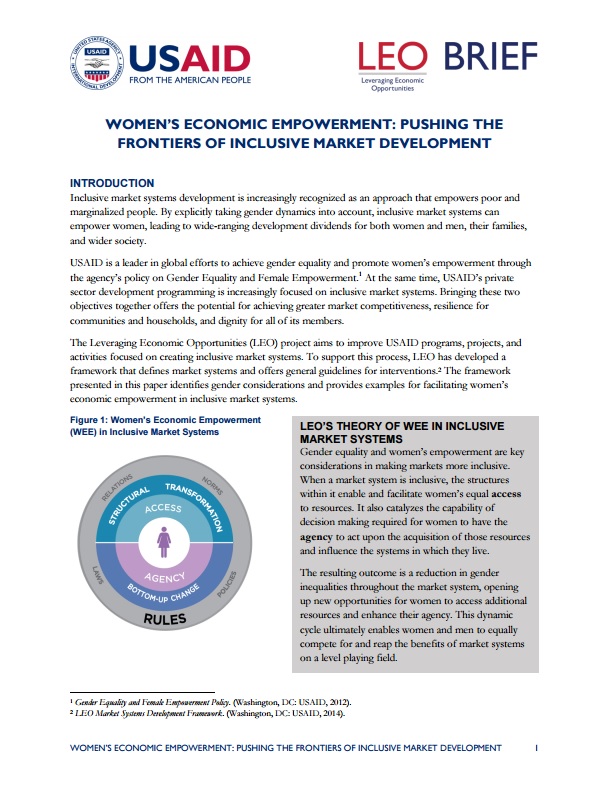 Download Resource: Women’s Economic Empowerment: Pushing the Frontiers of Inclusive Market Development