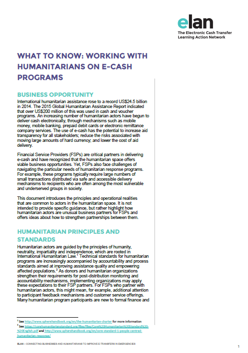 Download Resource: What to Know: Working with Humanitarians on E-Cash Programs