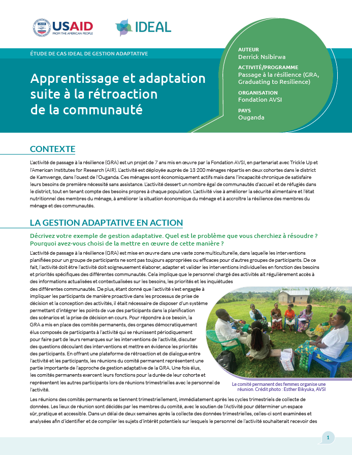 Thumbnail of the first page of Apprentissage et adaptation suite à la rétroaction de la communauté.