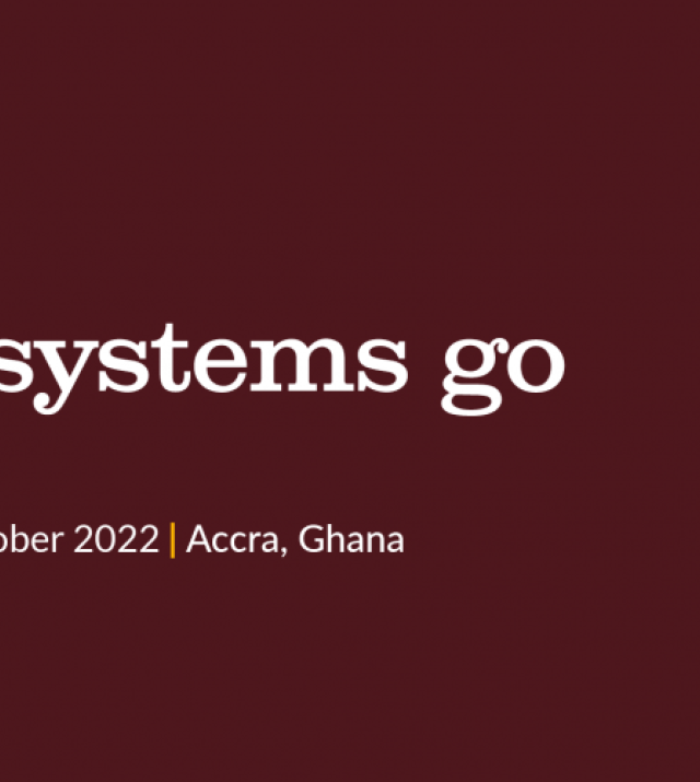 Graphic with "All Systems Go Africa" on a brown background with multicolored decorative lines on the right