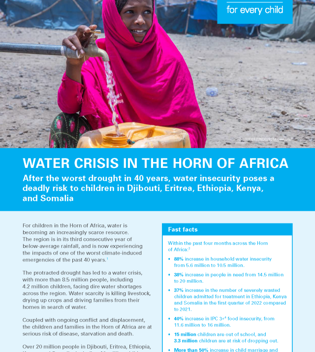Cover page for Water Crisis in the Horn of Africa