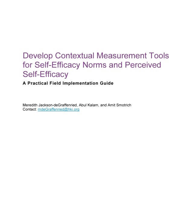 Cover page for Develop Contextual Measurement Tools for Self-Efficacy Norms and Perceived Self-Efficacy