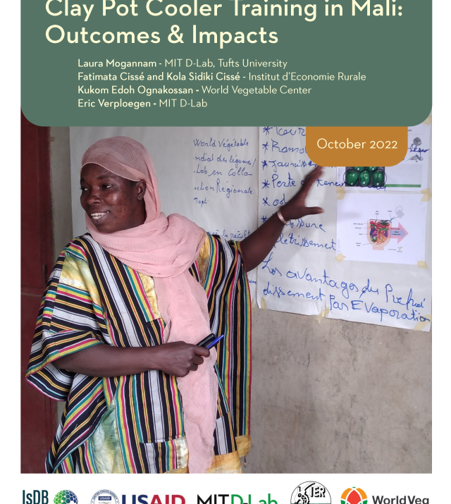 Cover page for Clay Pot Cooler Training in Mali: Outcomes & Impacts