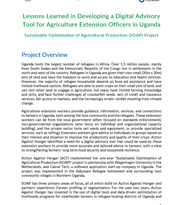 Cover page for Lessons Learned in Developing a Digital Advisory Tool for Agriculture Extension Officers in Uganda