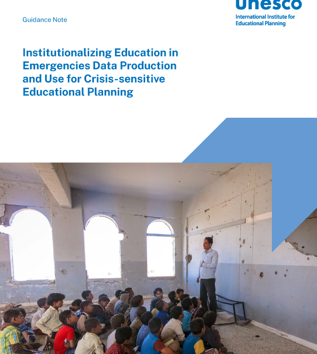Cover page for Institutionalizing Education in Emergencies Data Production and Use for Crisis-sensitive Educational Planning