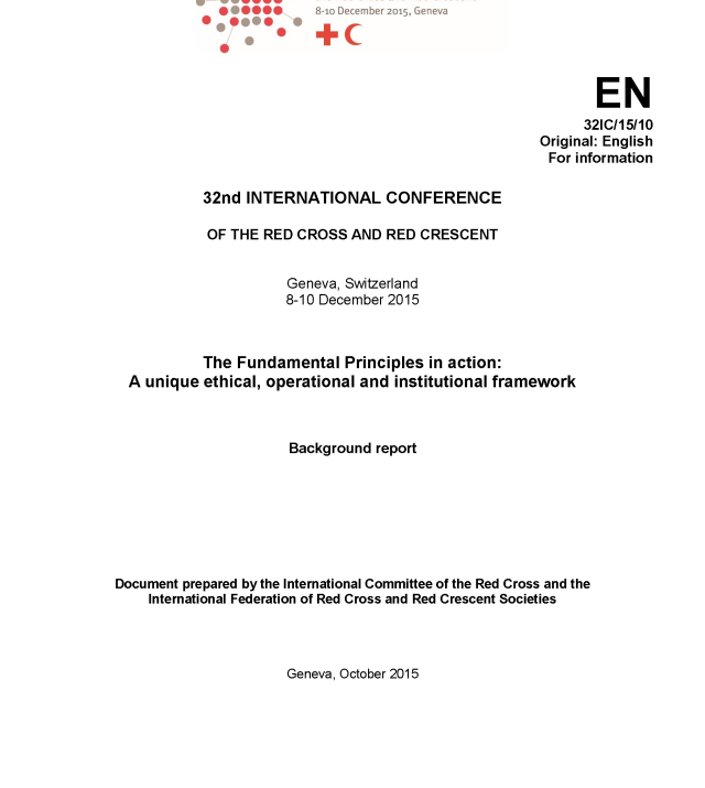 Cover page for The Fundamental Principles in Action: A Unique Ethical, Operational, and Institutional Framework