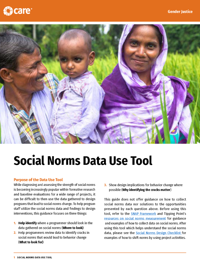 Cover page for Social Norm Data Use Tool
