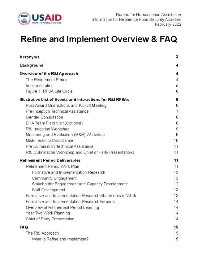 Cover page for Refine & Implement FAQ