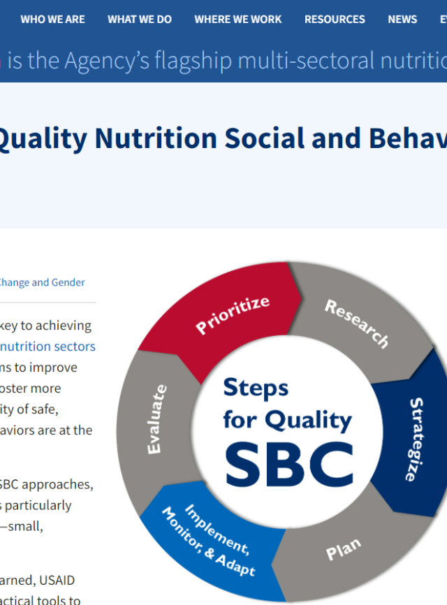 Screenshot of the Tools for High-Quality Nutrition Social and Behavior Change Programming website