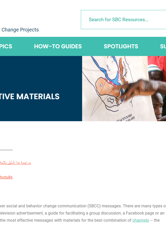 Screenshot of the How to Develop SBCC Creative Materials webpage