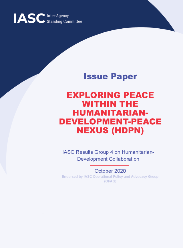 Cover page for Exploring Peace Within the Humanitarian-Development-Peace Nexus