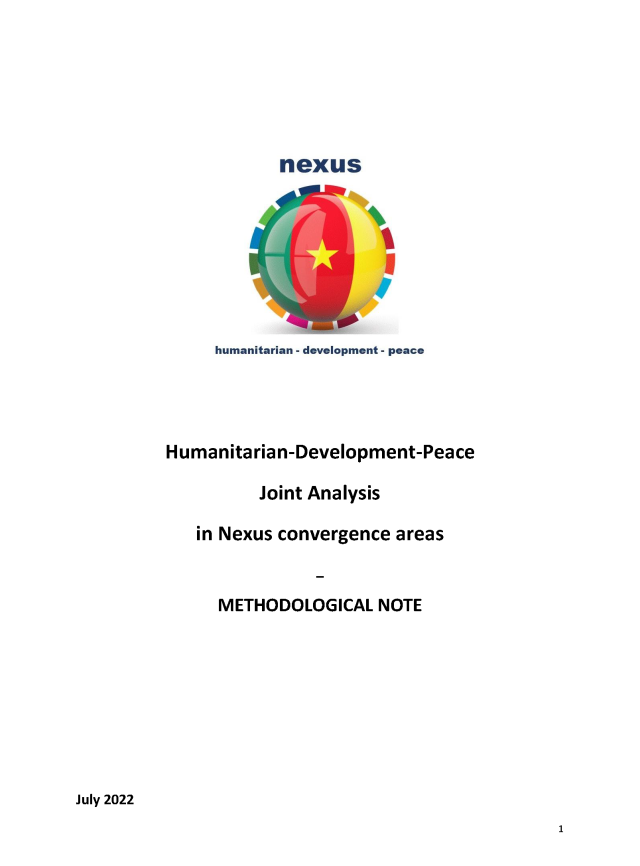 Cover page for Humanitarian-Development-Peace Joint Analysis in Nexus Convergence Areas