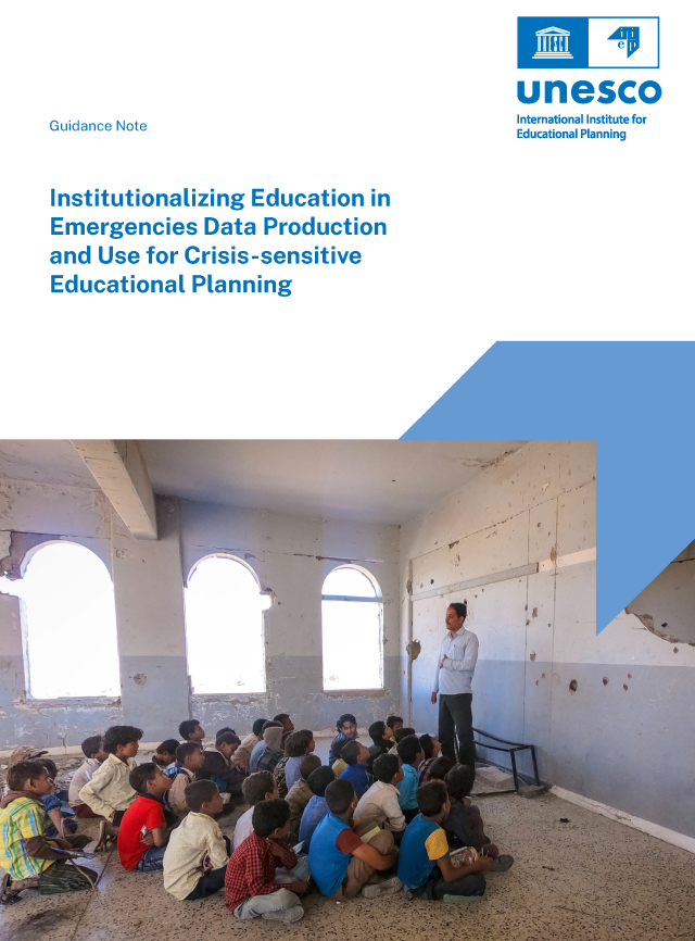 Cover page for Institutionalizing Education in Emergencies Data Production and Use for Crisis-sensitive Educational Planning