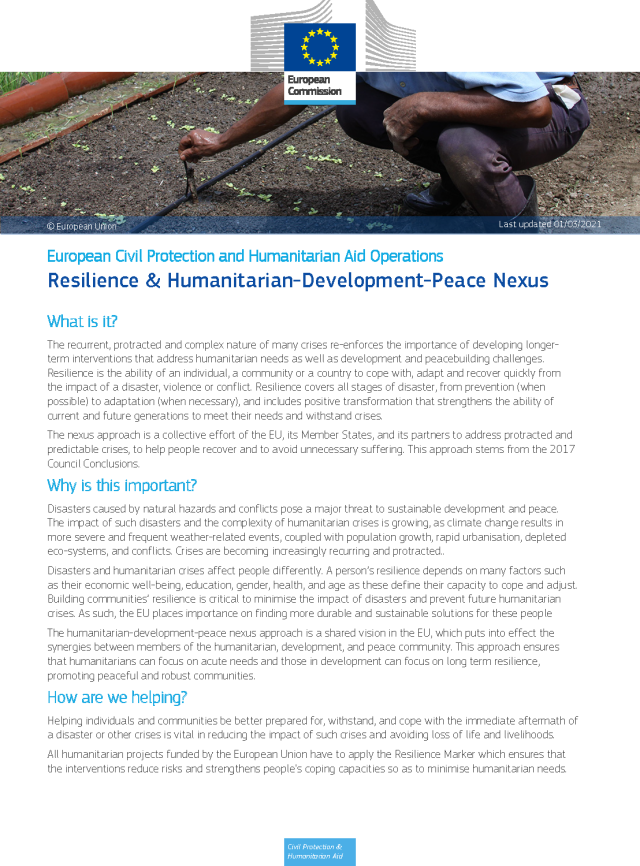 Cover page for Resilience & Humanitarian-Development-Peace Nexus
