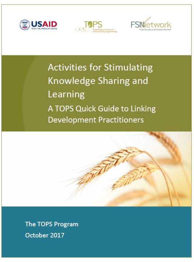 Download Resource: Activities for Stimulating Knowledge Sharing and Learning: A TOPS Quick Guide to Linking Development Practitioners