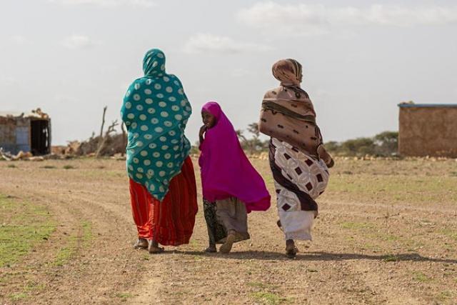 photo of a mother walking with her daughters
