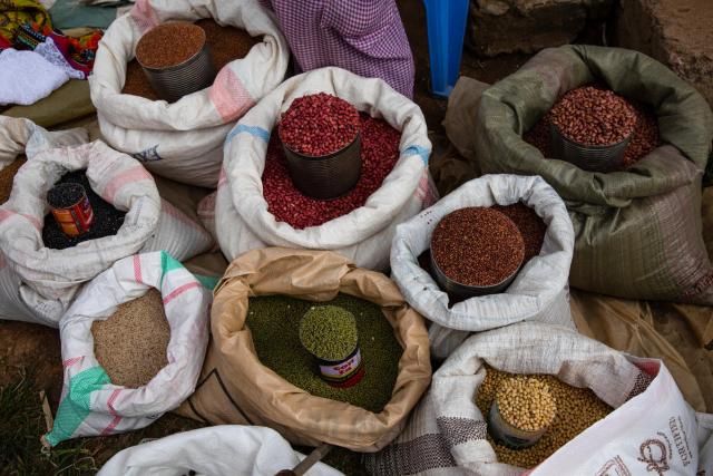 Goods for sale in a market in Kenya